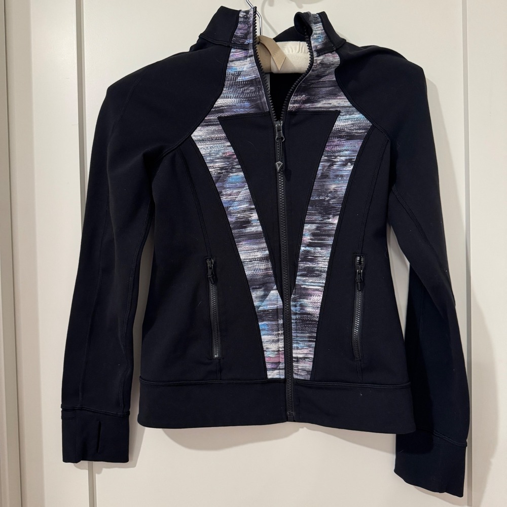 Ivivva by Lululemon Girls Black Space Dye Full Zip Athletic Jacket Size 12